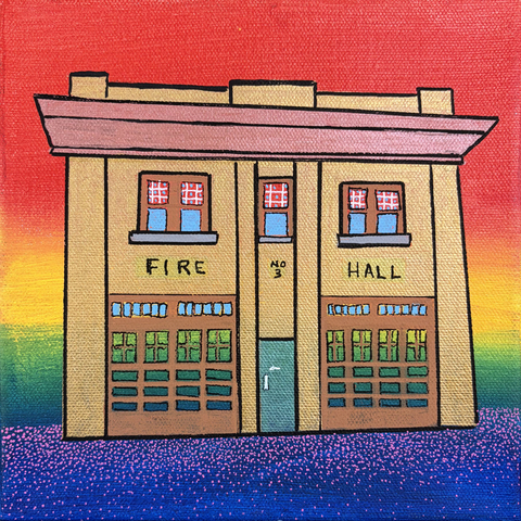 the edit - BOUTIQUE, 10"x10", Acrylic Paint & Pens on Stretched Canvas