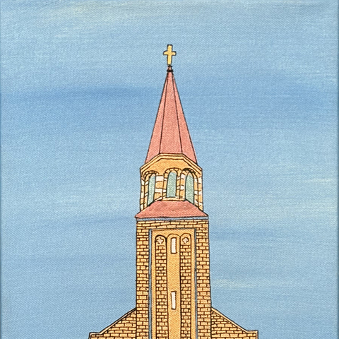 St. Pauls Cathedral, 10"x20", Acrylic Paint & Pens on Stretched Canvas